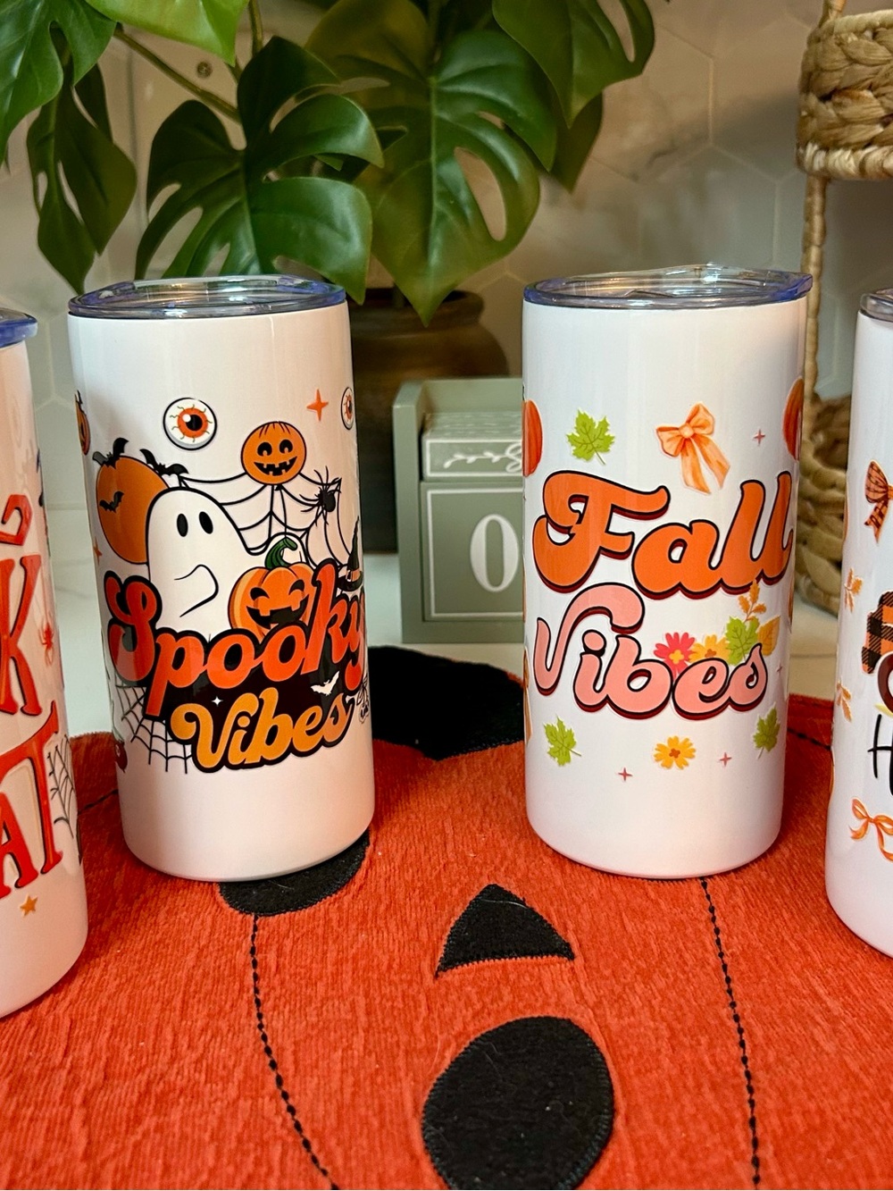 Fall Vibes & Spooky Vibes Stainless Tumblers - Orange Accent